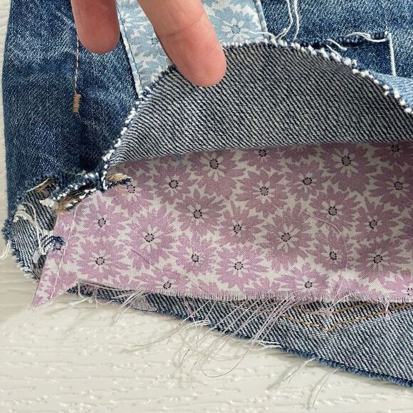 NWT American Eagle Jean Shorts ALTERED Cheeky Cut Off Patchwork Denim Size 8 - Picture 7 of 9